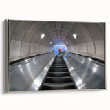 Vintage poster art of Piccadilly, England on framed canvas, featuring colorful landscape with dominant black tones.