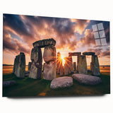 Acrylic print of Stonehenge in muted earth tones, suitable for bedroom or dining room decor.