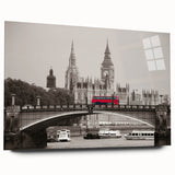 Acrylic print of the Thames River in muted blues and grays, ideal for bedroom or dining room art.