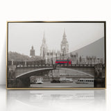 Acrylic print of the Thames River with gold frame, in art deco style, ideal for modern art wall decor.