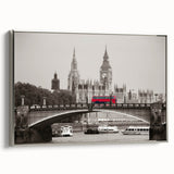 Landscape art painting of the Thames River on framed canvas.