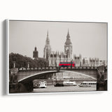 Vintage poster art of the Thames River in vibrant colors on a framed canvas, ideal for living room decor.