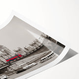 Extra large wall art of the Thames River in muted gray and blue tones, rolled print format.