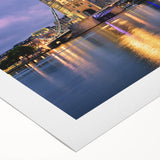 Art deco poster of Tower Bridge in muted gray tones on rolled canvas, suitable for dining room wall art.
