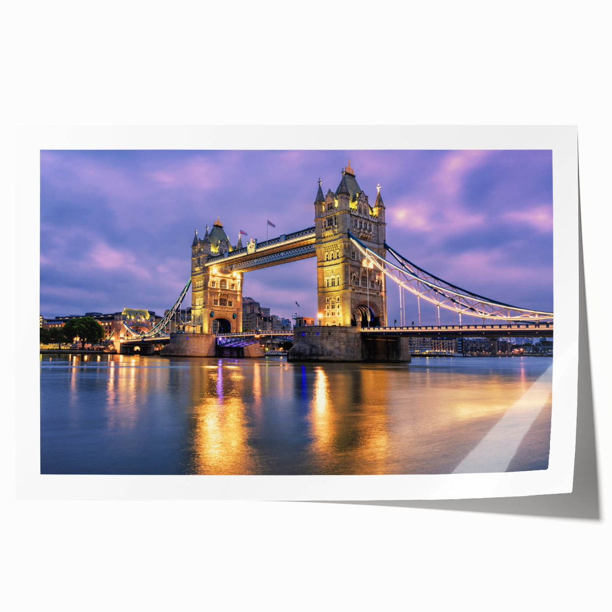 Extra large rolled print of the Tower Bridge in muted gray tones, ideal for art wall dining room.