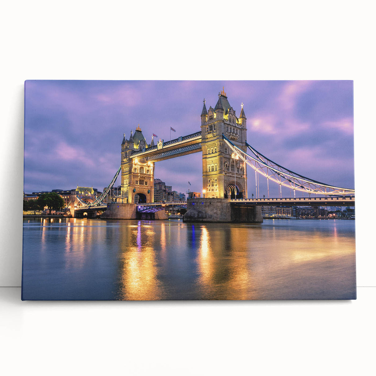 Black and white photo of Tower Bridge on a stretched canvas, suitable for kitchen wall art.