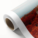 Art Deco style poster of a European cityscape in muted blues and grays, printed on rolled canvas, ideal for nursery wall art.