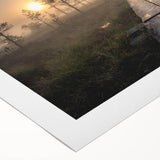 Art deco poster of a serene Finnish landscape in soft pastel colors on rolled canvas, suited for dining room decor.