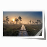 Rolled print of a serene Finnish landscape with soft floral elements in pastel hues, ideal for dining room wall art.