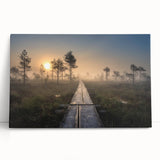 Large black and white photo of a serene Finnish landscape on stretched canvas, ideal for kitchen wall art.