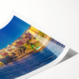 Extra large wall art featuring line art flowers in soft pastel shades on a rolled canvas, ideal for large living room decor.