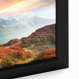 Black wall art of the French Alps on a framed canvas, featuring textured, colorful art in extra large format.