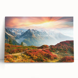 Black and white large art print of the French Alps on stretched canvas, ideal for kitchen wall art.
