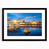 Abstract art print of Lyon scenery in vibrant colors on textured, extra large canvas, ideal for living room decor.