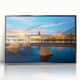 Art Deco poster of Lyon, France, in gold and black tones on acrylic, ideal for modern art wall decor.