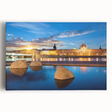 Black and white photo of Lyon cityscape on stretched canvas, ideal for kitchen wall art.
