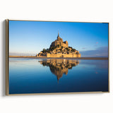 Framed canvas featuring a vintage-style landscape painting of a French scenery in muted earth tones.