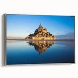 Landscape art painting of a French scenery on framed canvas, featuring colorful art with muted vintage poster tones.