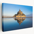 Large art depicting a serene French landscape on stretched canvas, with muted green and blue tones.