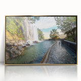 Art deco poster of Nice, France in muted gold and blue tones on framed acrylic, ideal for modern art wall decor.