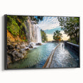 Black and white landscape art painting of Nice, France on framed canvas, ideal for bedroom decor.