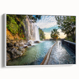 Vintage poster art of Nice, France in colorful hues on extra large framed canvas, ideal for living room decor.