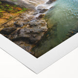 Art deco poster of Nice, France, in muted blue and peach hues on rolled canvas, suitable for dining room wall art.