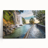 Black and white photograph of the Nice, France skyline on large stretched canvas, ideal for kitchen wall art.