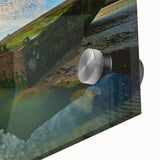 Large abstract wall art depicting the Normandy landscape in muted earth tones on acrylic glass.