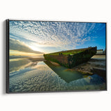 Black and white vintage poster art of Normandy landscape on framed canvas, suitable for bedroom decor.