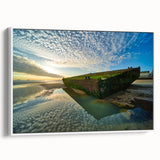 Vintage poster art of Normandy, France on framed canvas, featuring colorful art in extra large format ideal for living room.