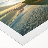 Art deco poster of Normandy landscape in muted earth tones on rolled canvas, suitable for dining room decor.