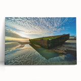 Black and white photo of Normandy scenery on large stretched canvas, ideal for kitchen wall art.