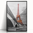 Large abstract wall art depicting a stylized Parisian scene in black and white tones on a framed acrylic panel.