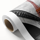 Art Deco poster of Paris scenery in muted pastel shades on rolled canvas, ideal for nursery wall art.