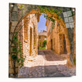 Acrylic print of a Provence landscape with lush green fields under a clear sky, suited for dining room decor.