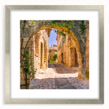 Extra large framed wall art of abstract Provence scenery in textured silver, ideal for living room decor.