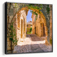Black and white landscape art painting of Provence on framed canvas, ideal for bedroom wall decor.