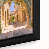 Extra large framed canvas featuring a textured, colorful Provencal landscape in black, ideal for living room decor.