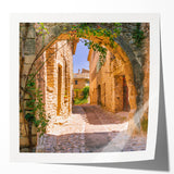 Rolled print of Provence scenery with lavender fields under a clear sky, ideal for art wall dining room.