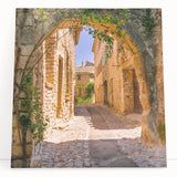 Large black and white canvas print of a tranquil Provence scenery, ideal for kitchen wall art.