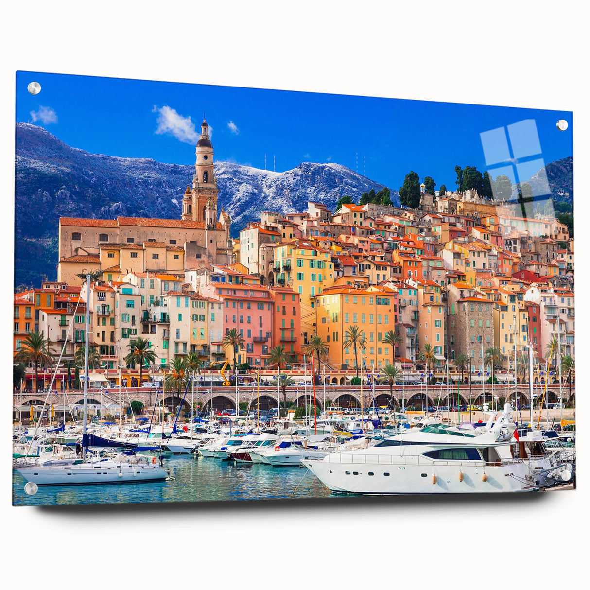 Acrylic print of a South France landscape, featuring muted earth tones, ideal for dining room decor.