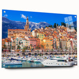 Acrylic print of a South France landscape, featuring muted earth tones, ideal for dining room decor.