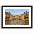 Extra large abstract art print depicting a vibrant, colorful scene of the Versailles gardens on a textured canvas.