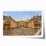 Rolled print of Versailles gardens with muted green and brown tones, ideal for art wall dining room.