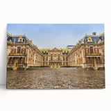 Black and white print of the Versailles Palace on large stretched canvas, suitable as kitchen wall art.