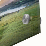 Acrylic glass print of an abstract Bavarian landscape in muted earth tones, ideal for dining room art.