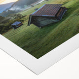 Art deco poster depicting a serene Bavarian landscape on rolled canvas, suitable for dining room wall art.