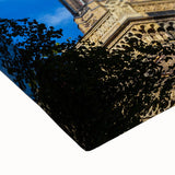 Large art of Berlin skyline in black and white on stretched canvas, suitable for bedroom wall decor.