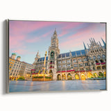 Landscape art painting of Munich with vibrant colors on a framed canvas, ideal for living room decor.